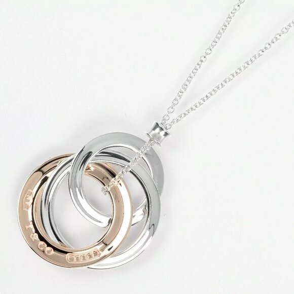 TIFFANY&Co. 1837 Interlocking Circle Necklace Silver925/Rubedo metal 5g Women - Picture 3 of 6